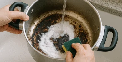 Cómo limpiar una olla quemada por dentro